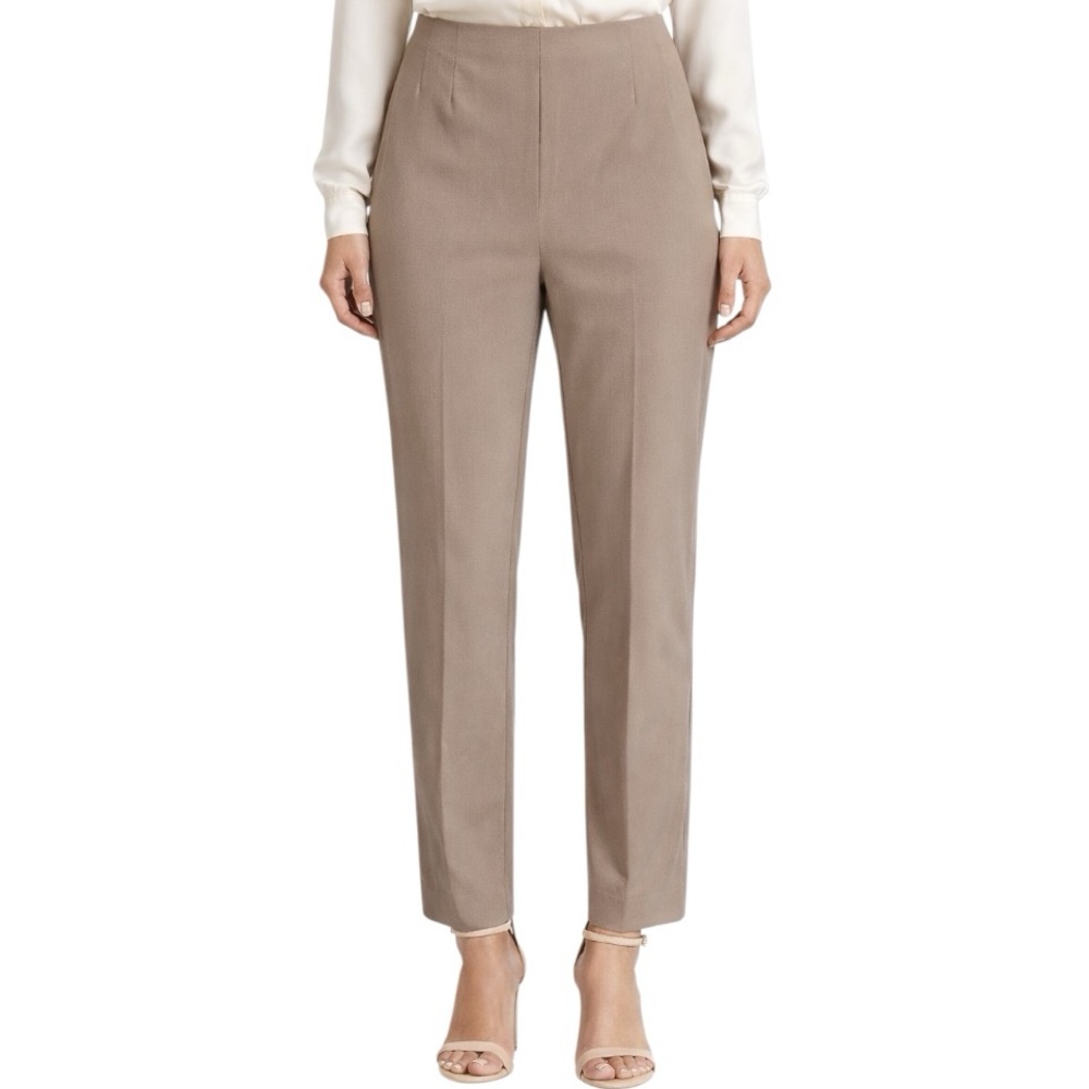 & Trousers Beige Stretch Crop Pants